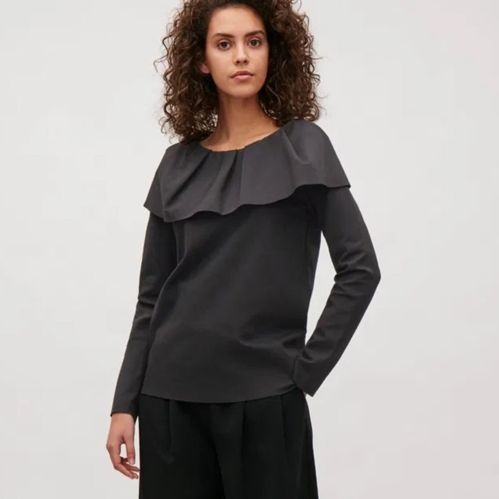 Cos Long Sleeve Blouse With Large Collar - Size 12 - Excellent Condition